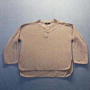 LILLUSORY Women's Henley Knitted‎ Pullover Sweater Size XL, 4 Buttons,Crop Top